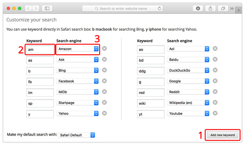 Change search engine in Safari with safari search engine extension